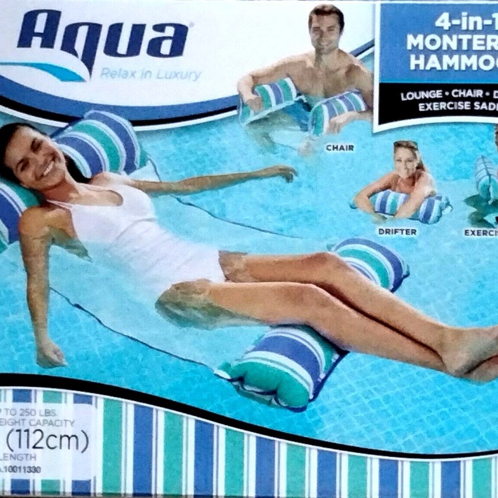 Aqua 4-in-1 Monterey Hammock Inflatable Pool Float, Multi-Purpose Pool Hammock